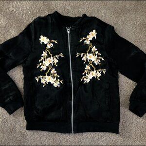 Black Bomber Jacket, Halowe & Graham, Size XS.